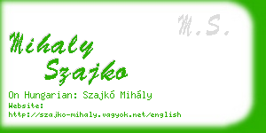 mihaly szajko business card